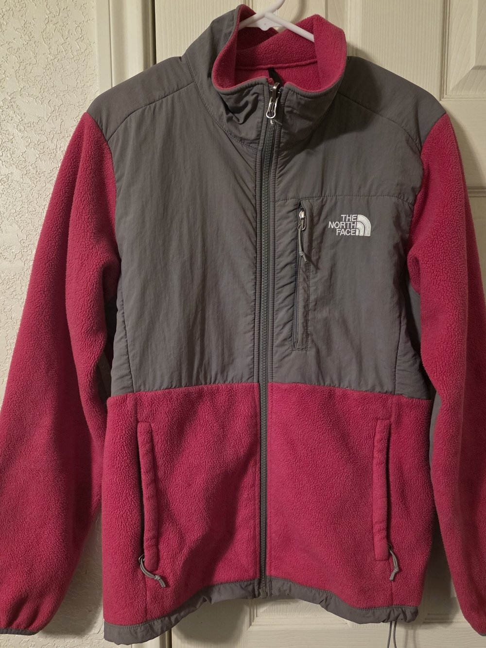 The North Face Kids Pink and Gray Puffer-Style Fleece Jacket
